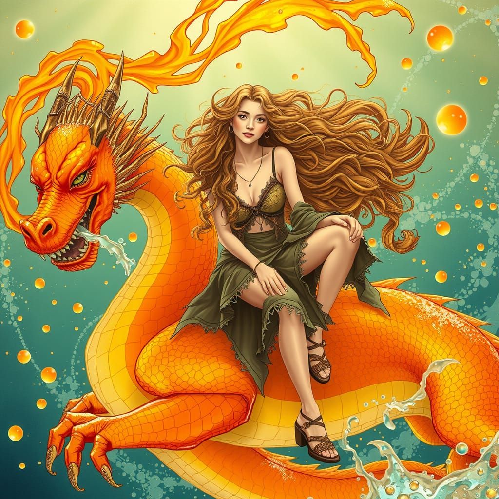 Gummy Dragon Rider in Art Nouveau Style