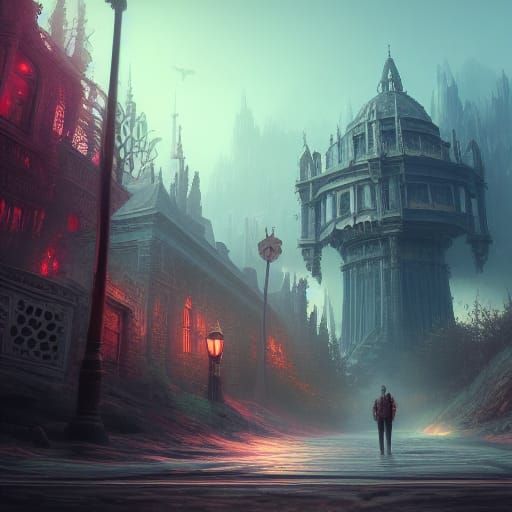 Detailed Stop Sign in Fantasy Concept Art Style