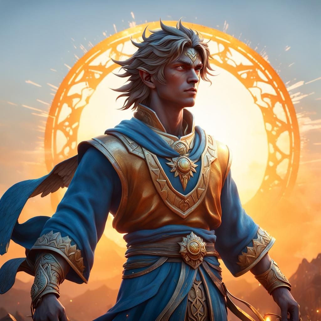 Teenage God of Dawn in 3D Game Cinematic Style