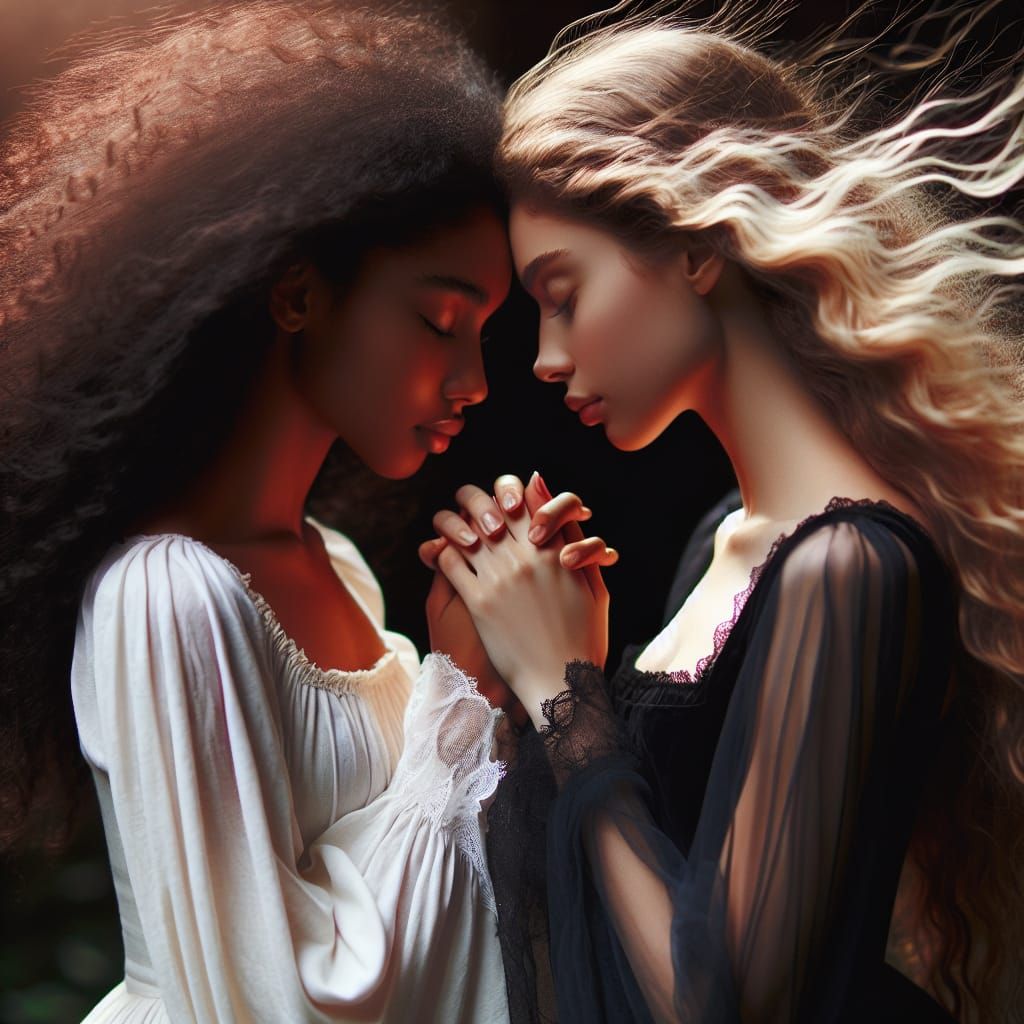Friends United: Compassion and Strength in Ethereal Scene