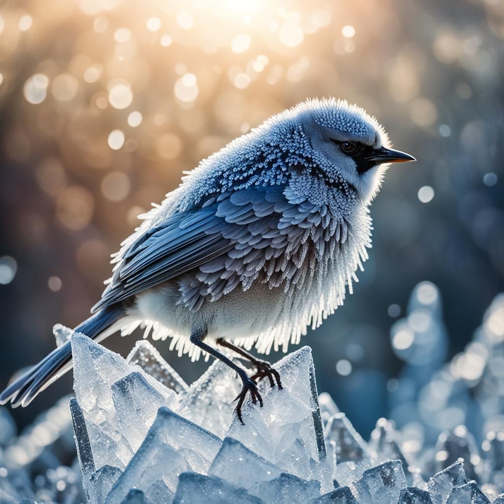 Icy Bird: Professional Photography with Bokeh