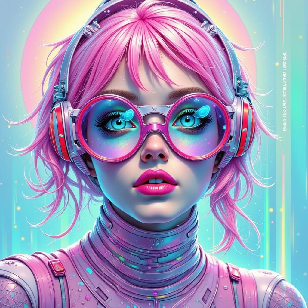 Retro-Futuristic Fae in Flat Matte Style