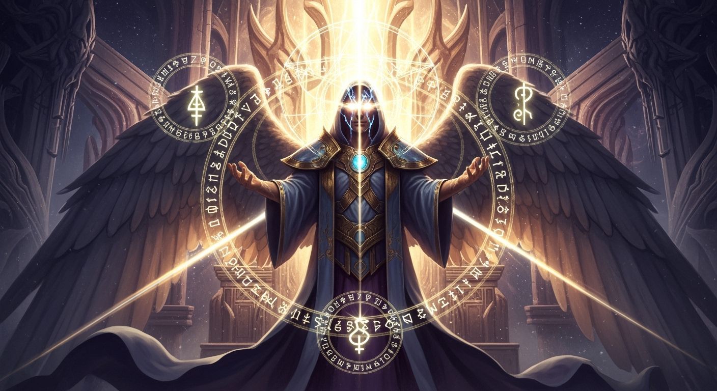 Majestic Angel in Golden Light: Hyperdetailed Rendering