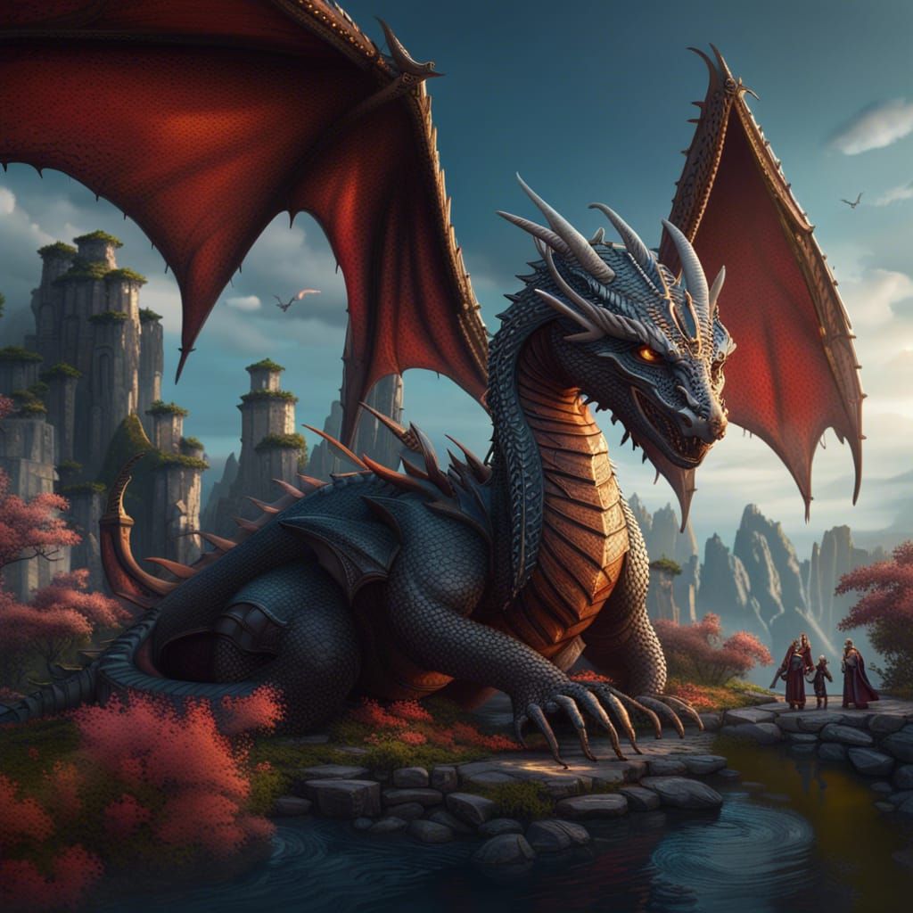 Dragons and Humans at Peace: Fantasy Art