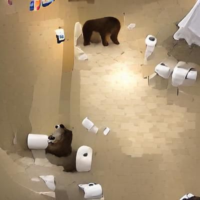 Bear's Toilet Paper Feast: A Humorous Scene