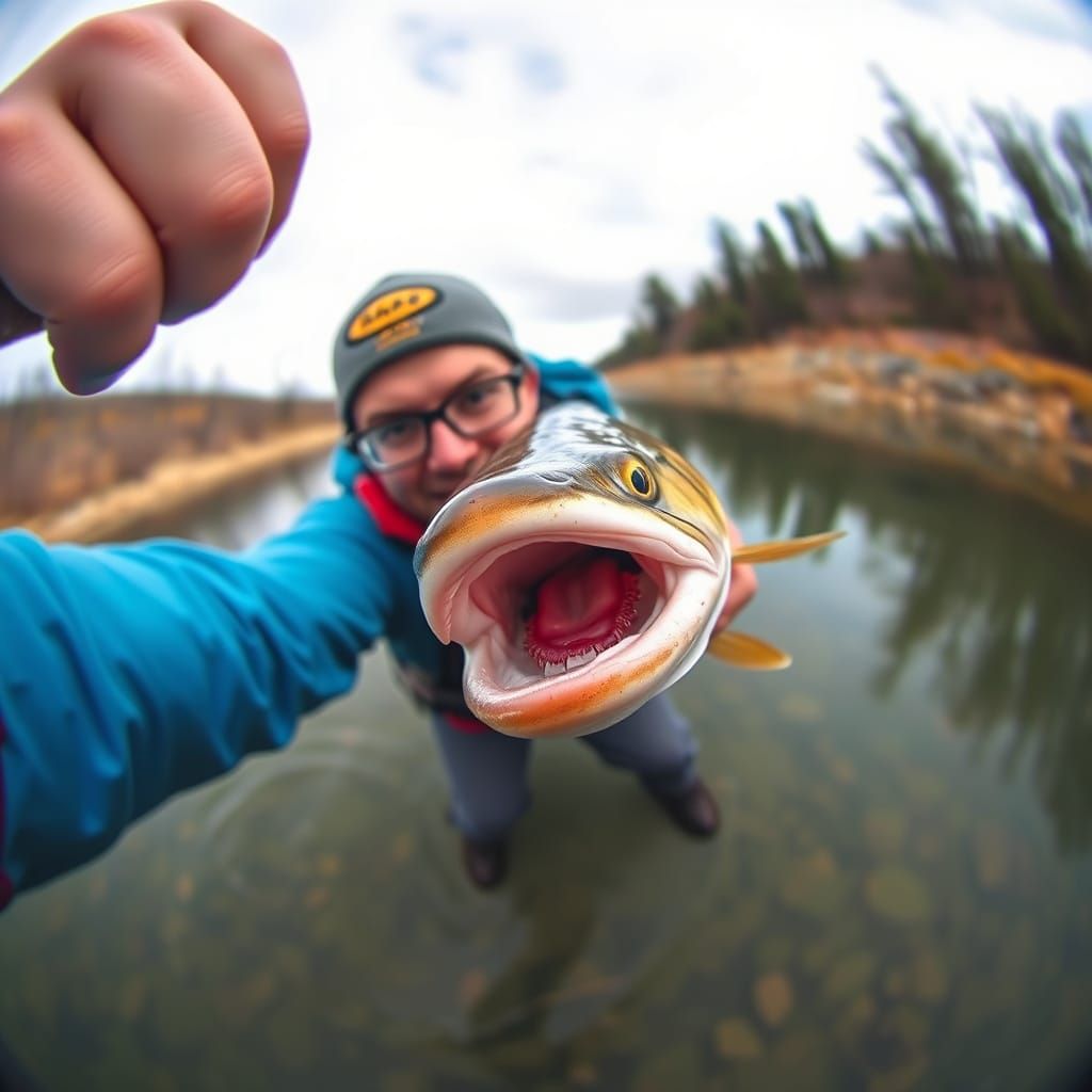 Silly Selfie Trout in Wide-Angle Fisheye