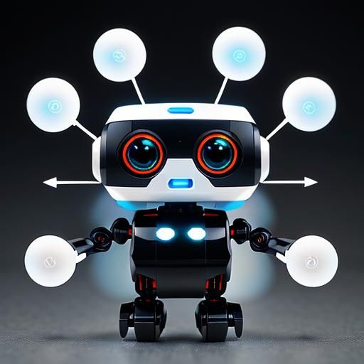 tiny robots  adorable AI resembling miniature humanoid robots with large, expressive eyes units
he AI units learning bas...