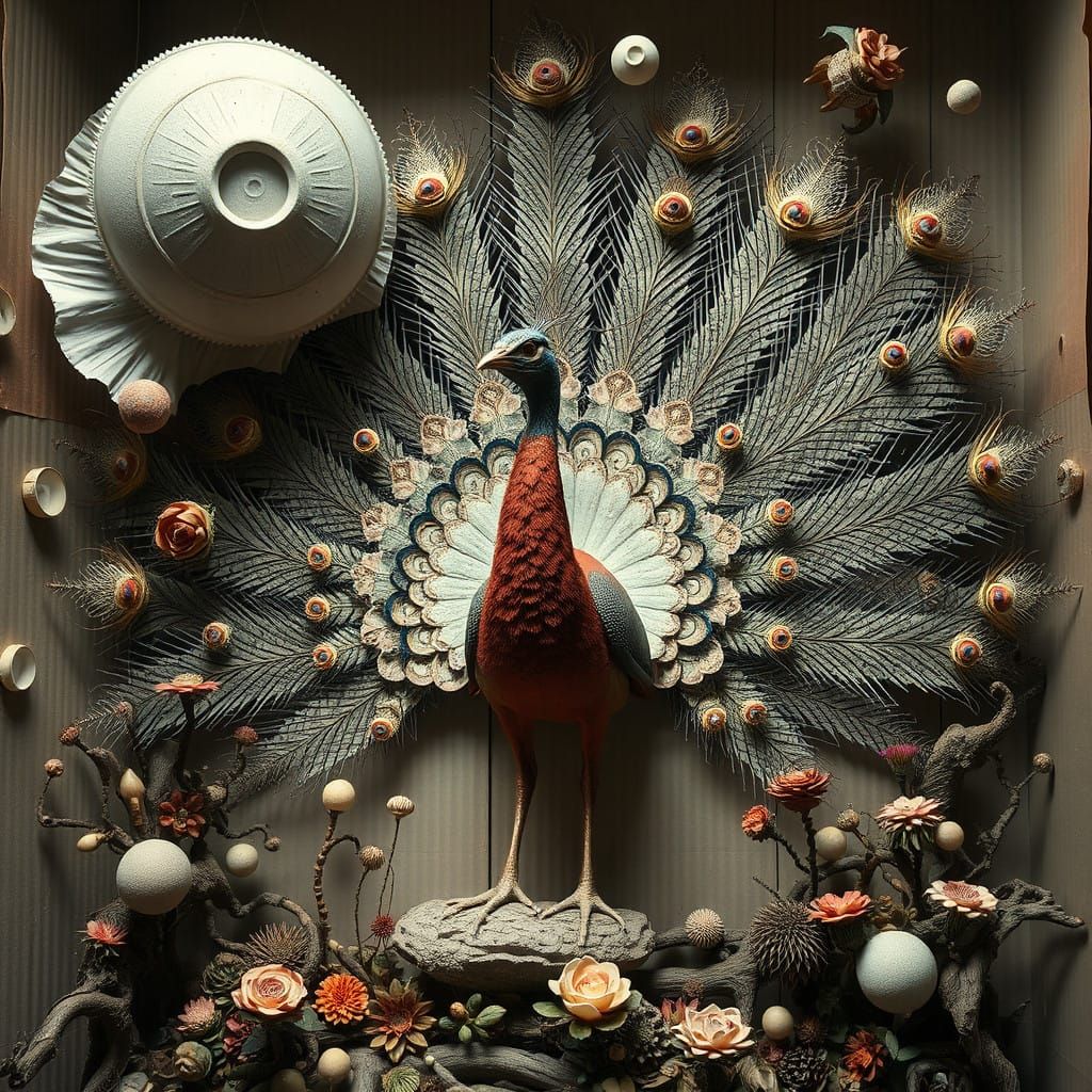 Surrealist Mechanical Peacock Serenity