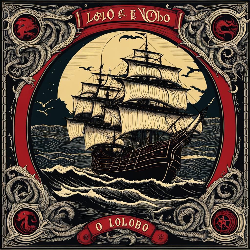 Epic Album Cover: Wolf, Lighthouse, and Mythical Battle