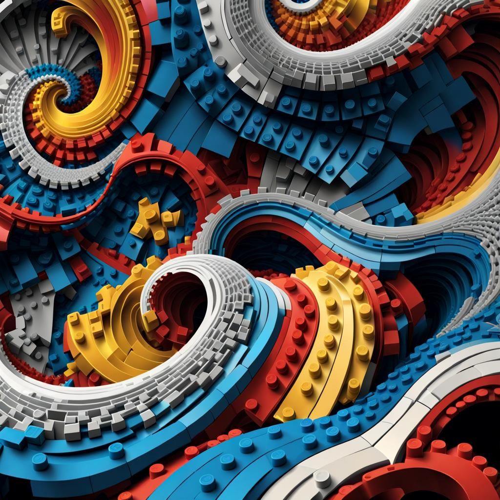 Abstract Lego Fractal With 3D Shading