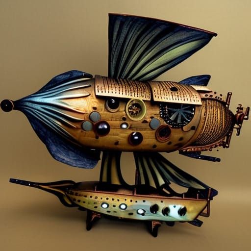 Steampunk Spaceship Shaped Like a Fish