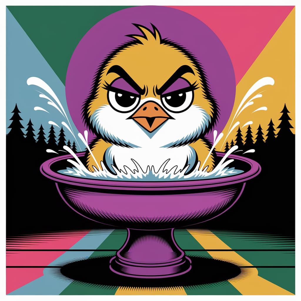 Grumpy Chick Accident in Pop Art Style
