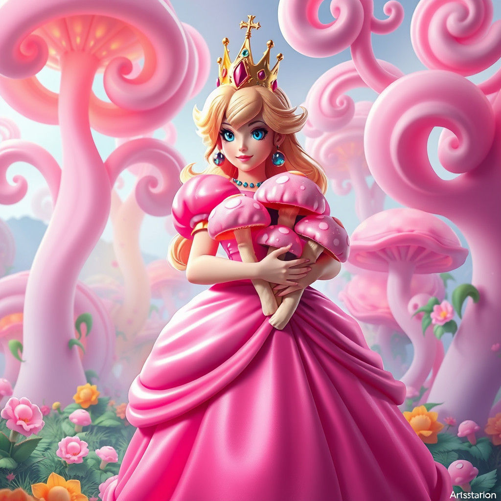 Princess Peach in Candyland: A Digital Illustration