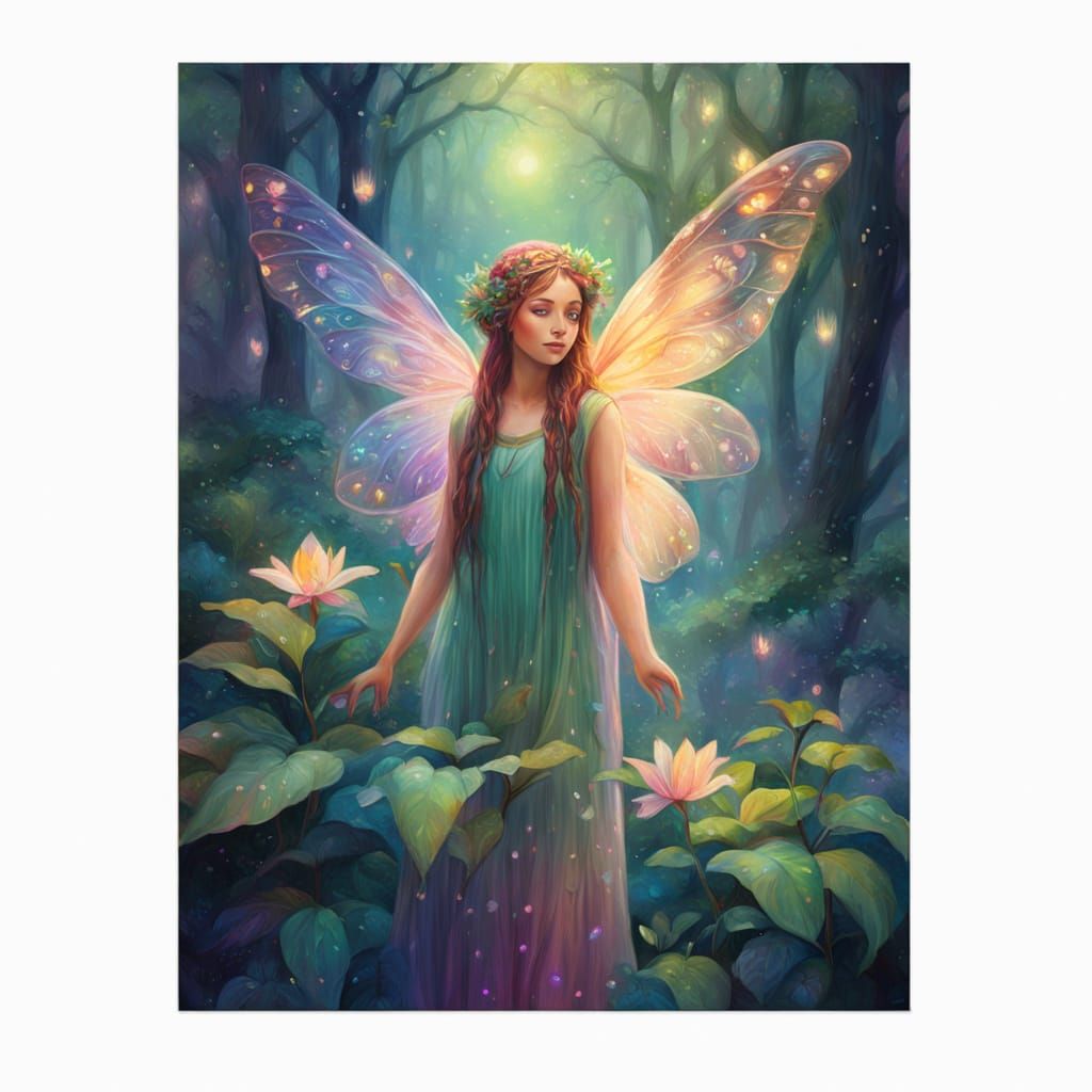 Lush Forest Nymph with Iridescent Wings