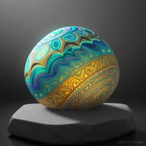 Glowing Magic Egg Stone in Psychedelic Fractal