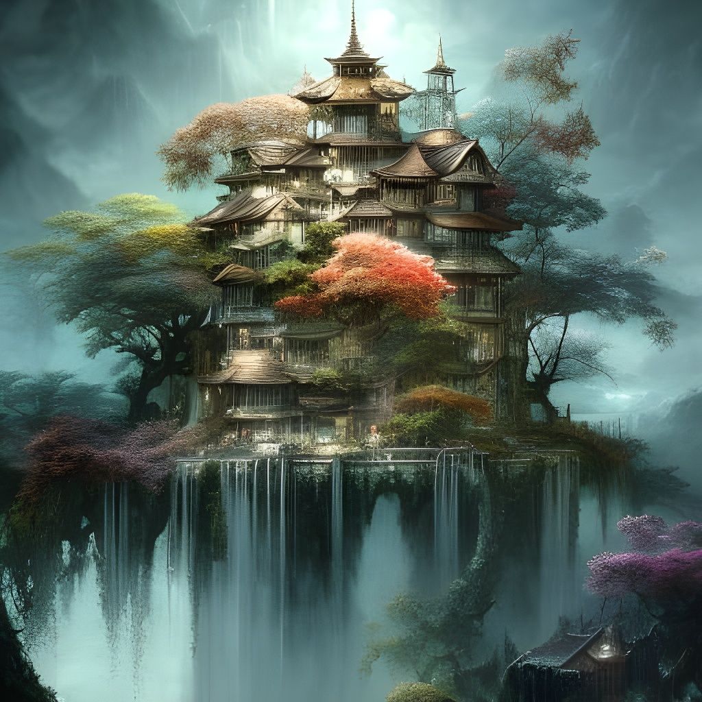 Clockpunk Bonsai Village in Glass Crystal