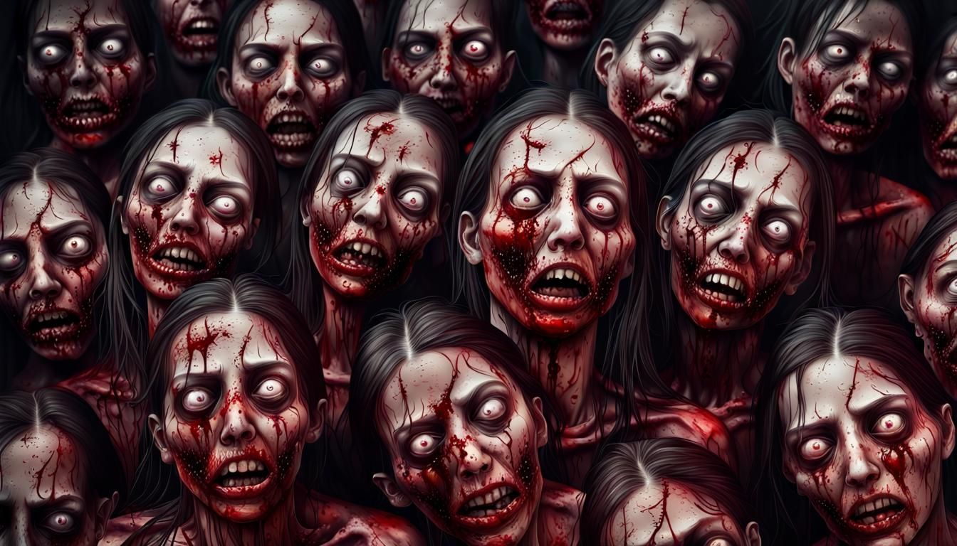 Bloody, Decaying Faces in Nightmarish Portrait