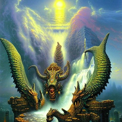 Tiamat Oil Painting in Ethereal Fantasy Style