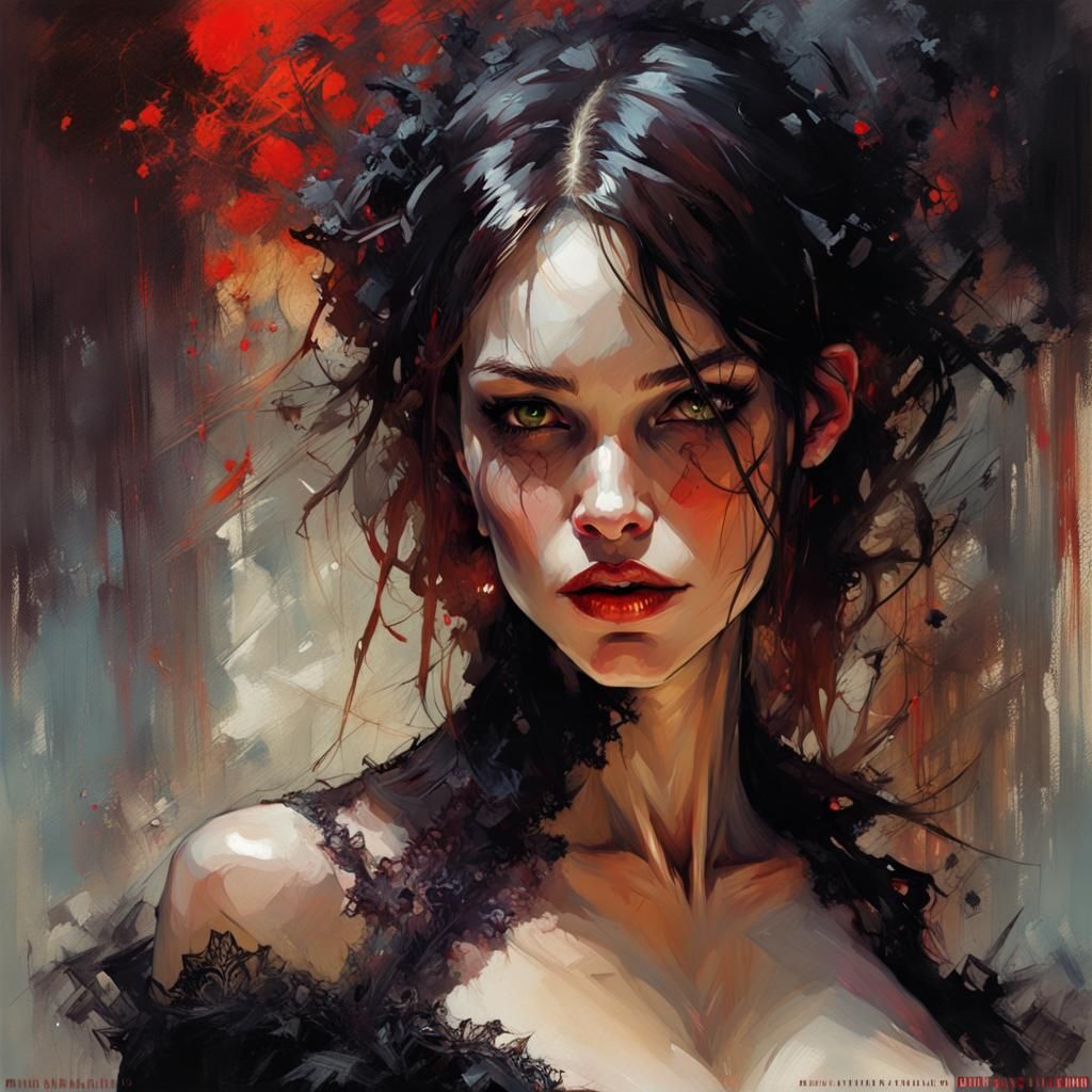 Vampire Woman in Lace: Hyperrealistic Digital Art