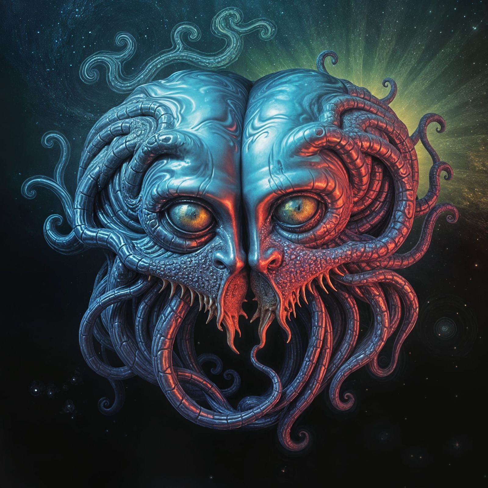 Deepdream Mona Lisa Vortex in Giger Style