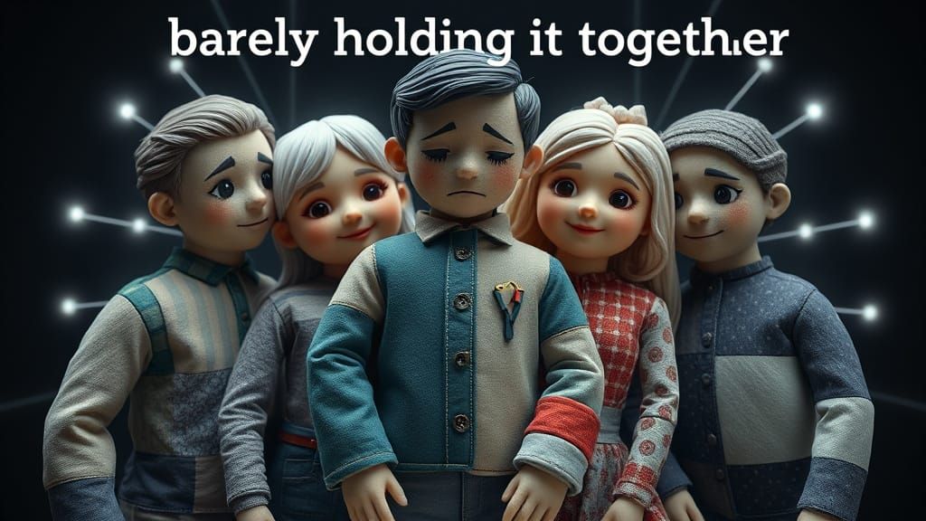 Comforting Patchwork Dolls in Hyperrealistic Style