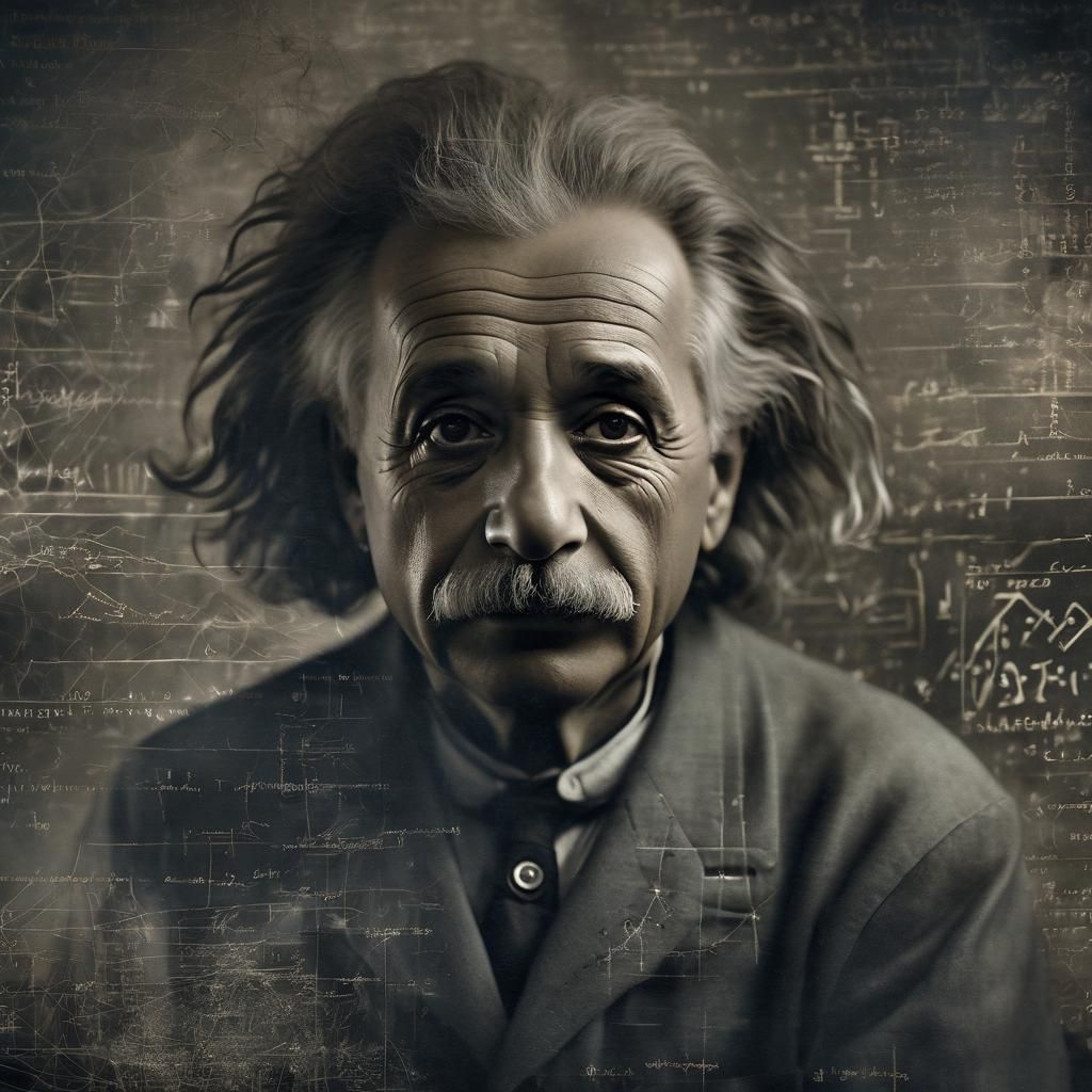 A portrait of  Albert Einstein in a  laboratory, in the styl...