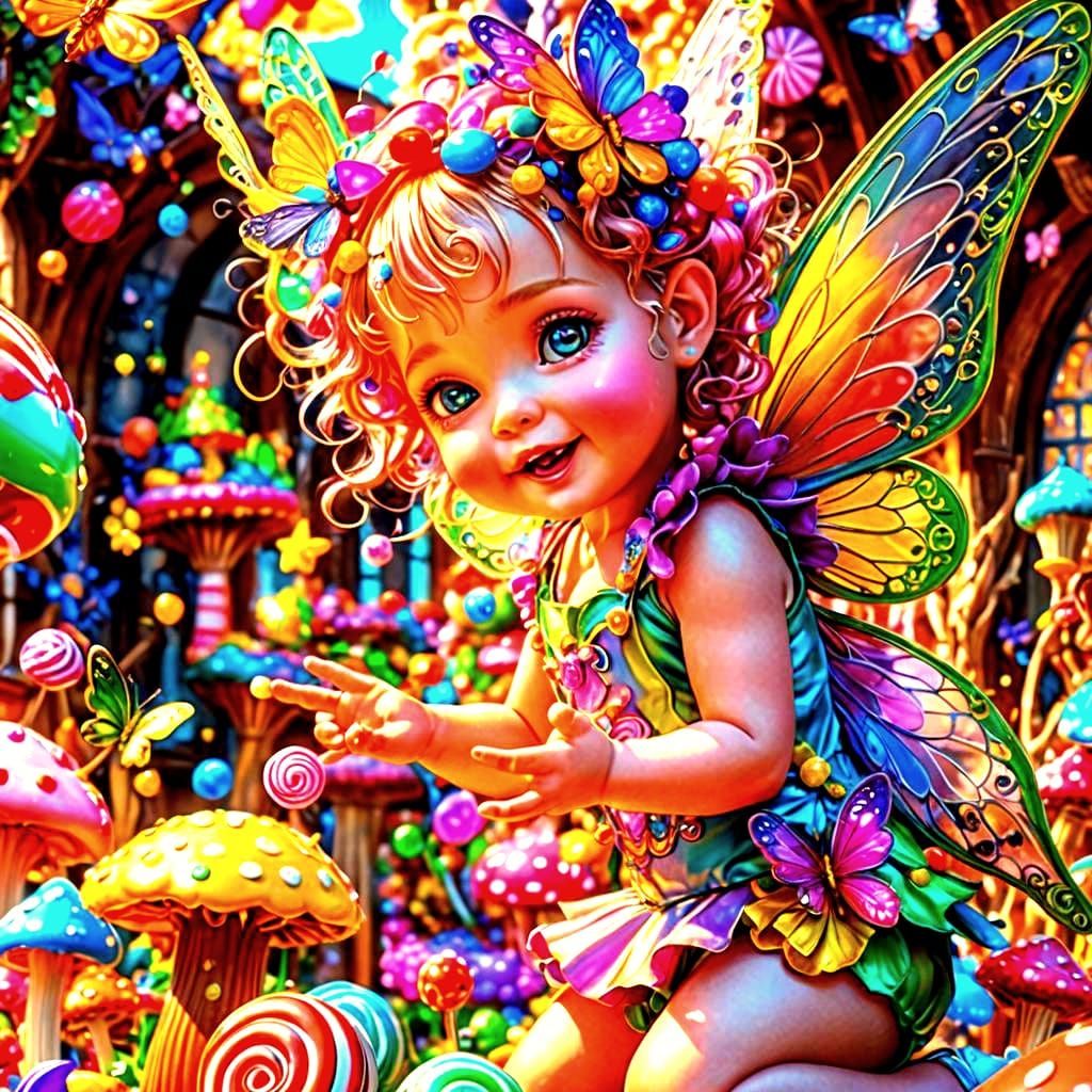Happy Baby Fairies in a Candy Art Style