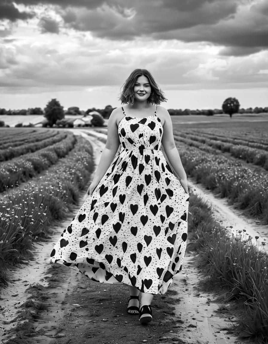 Elegant Plus-Size Woman in Heart Dress, Alessio Albi Style