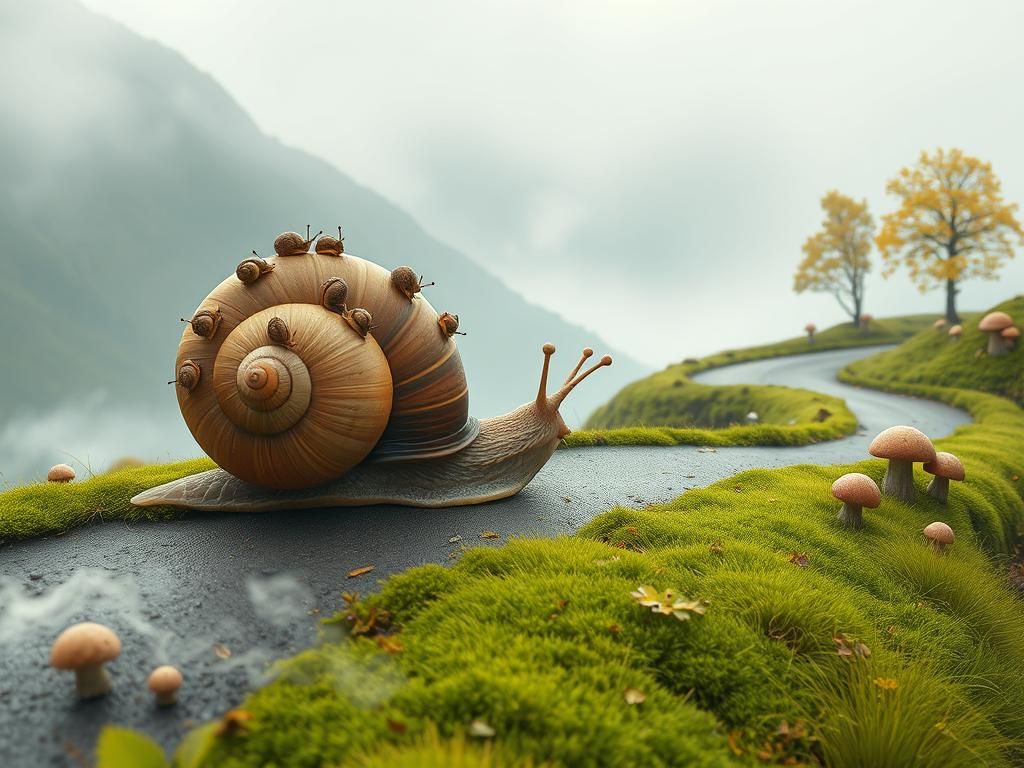 Giant Snail's Foggy Autumn Journey