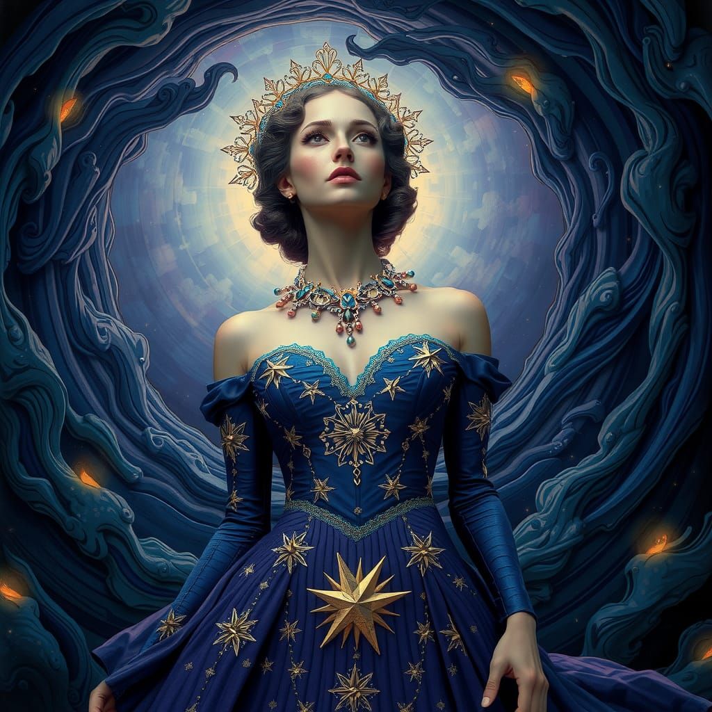 Celestial Queen in Starry Gown