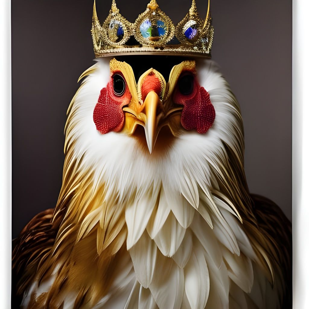 Ornate King Chicken Portrait in Hyperrealistic Style