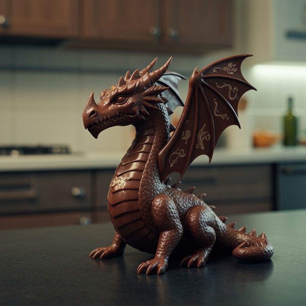 Intricate Chocolate Dragon Portal Statue