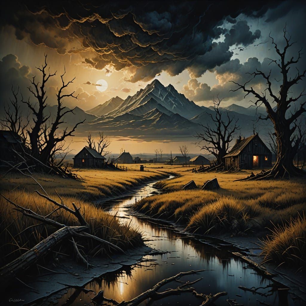 Cosmic Existentialism in Vivid Chiaroscuro Style