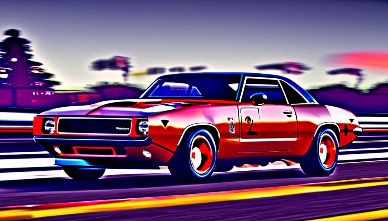 Dodge Charger vs Toyota Supra: Dynamic Racing Concept Art