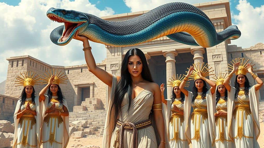 Sumerian Priestess with Snake Goddess