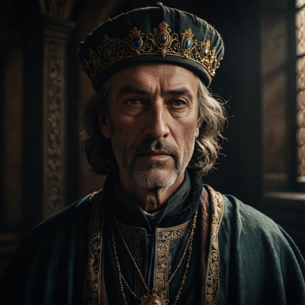 Renaissance Man Portrait in Jan Van Eyck Style