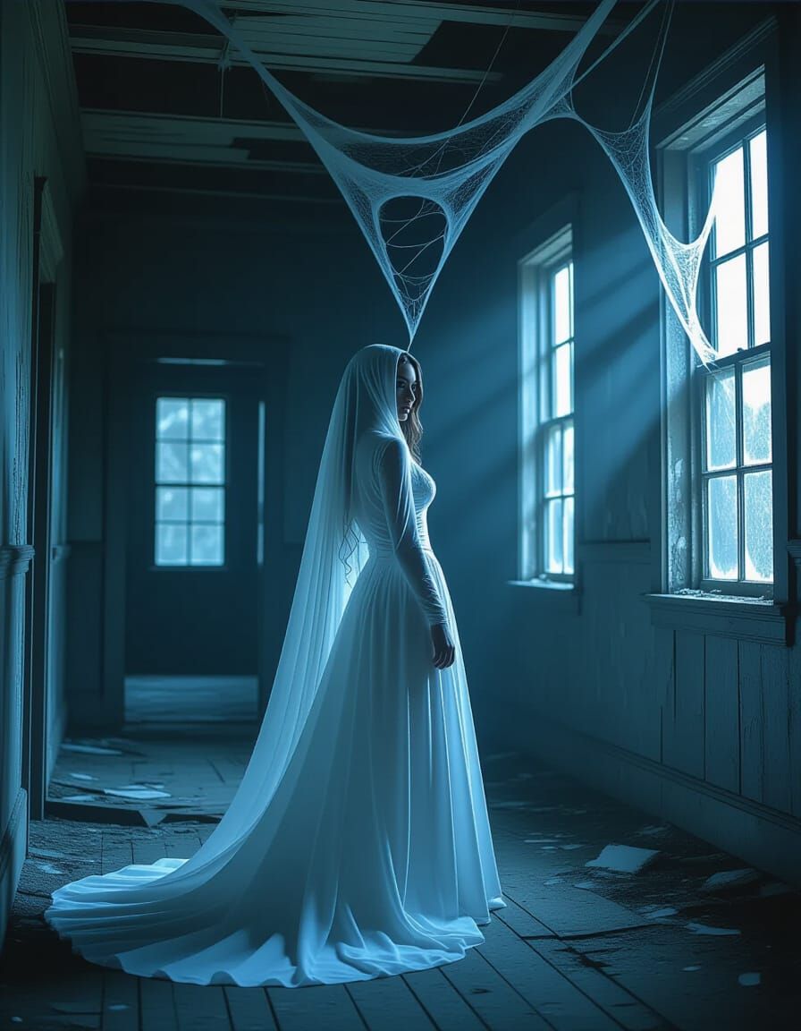 Ethereal Ghost Woman in Haunted House - Photorealistic