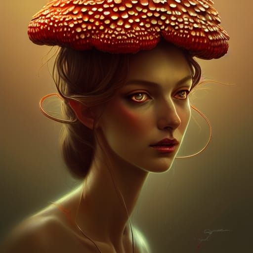 Fly Agaric Goddess in Detailed Digital Painting