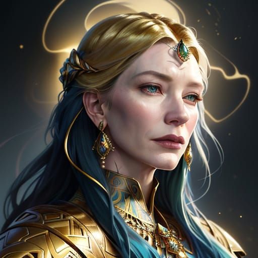 Cate Blanchett Portrait in Alphonse Mucha Style