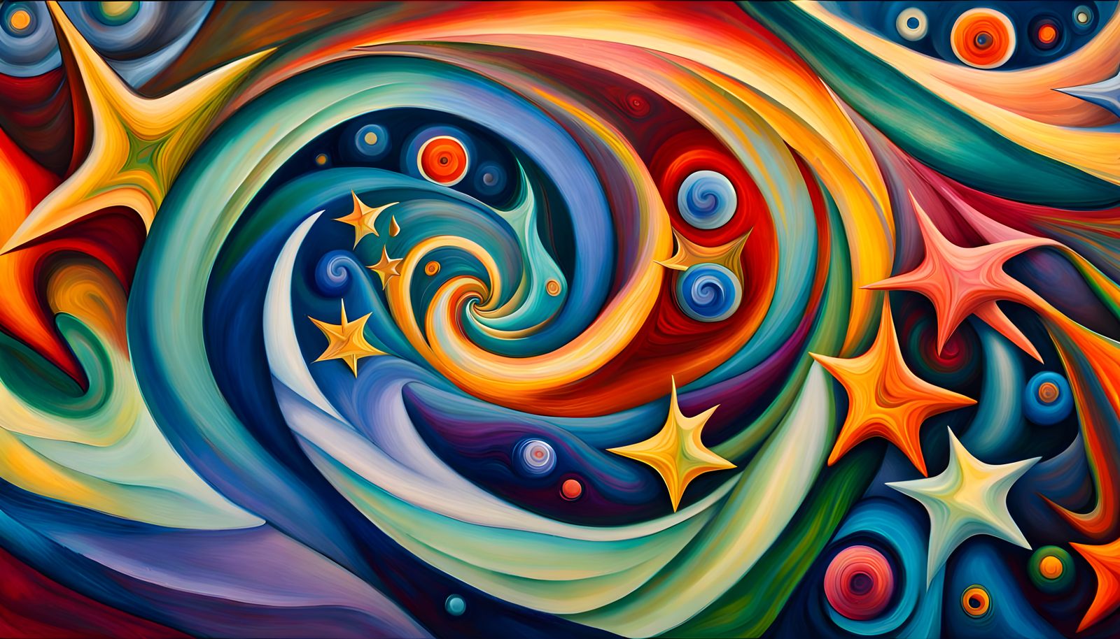 Helical Stellar Vortex in Impasto Oil Style