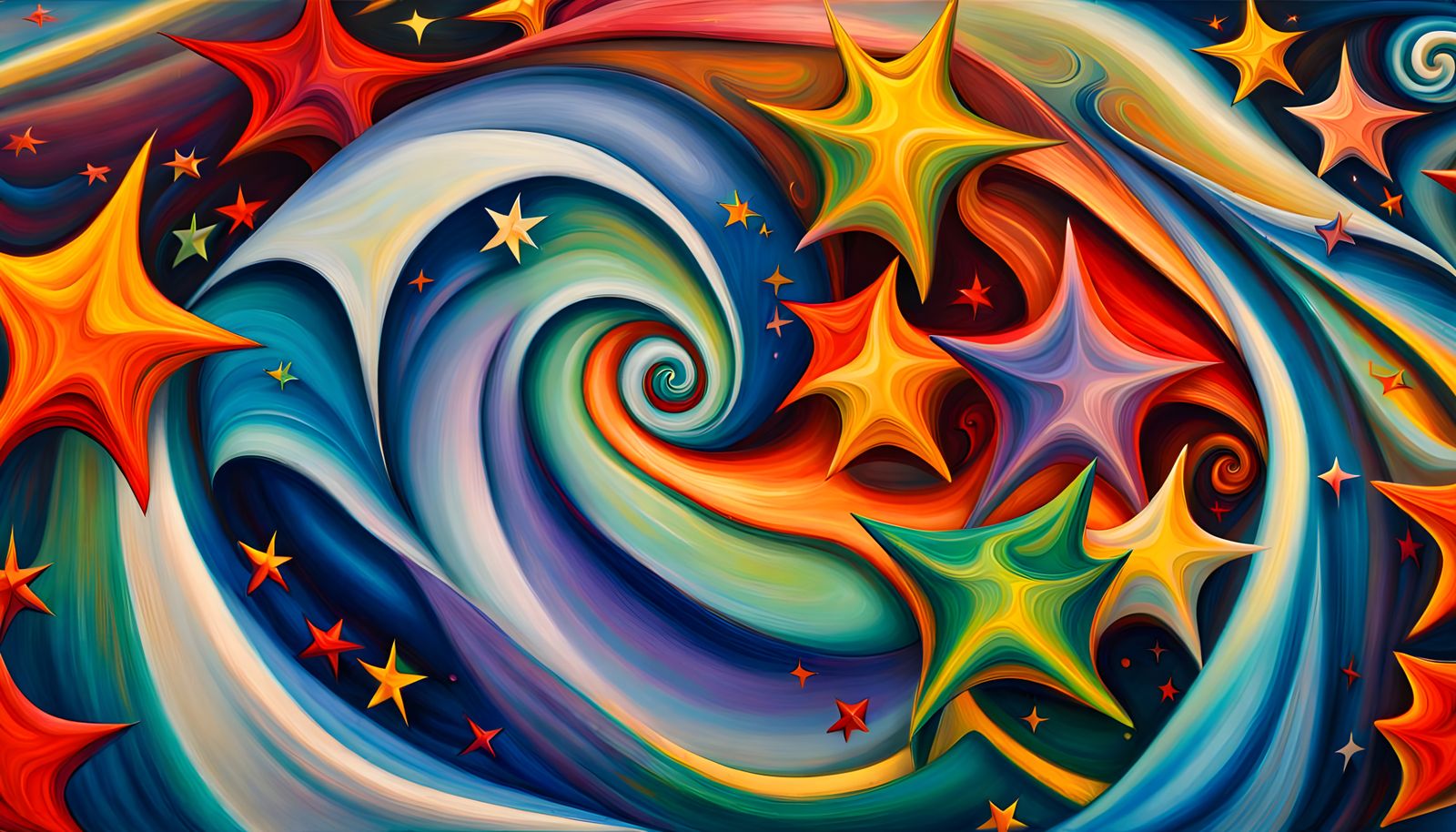 Swirling Star Vortex in Deep Impasto Oil Style