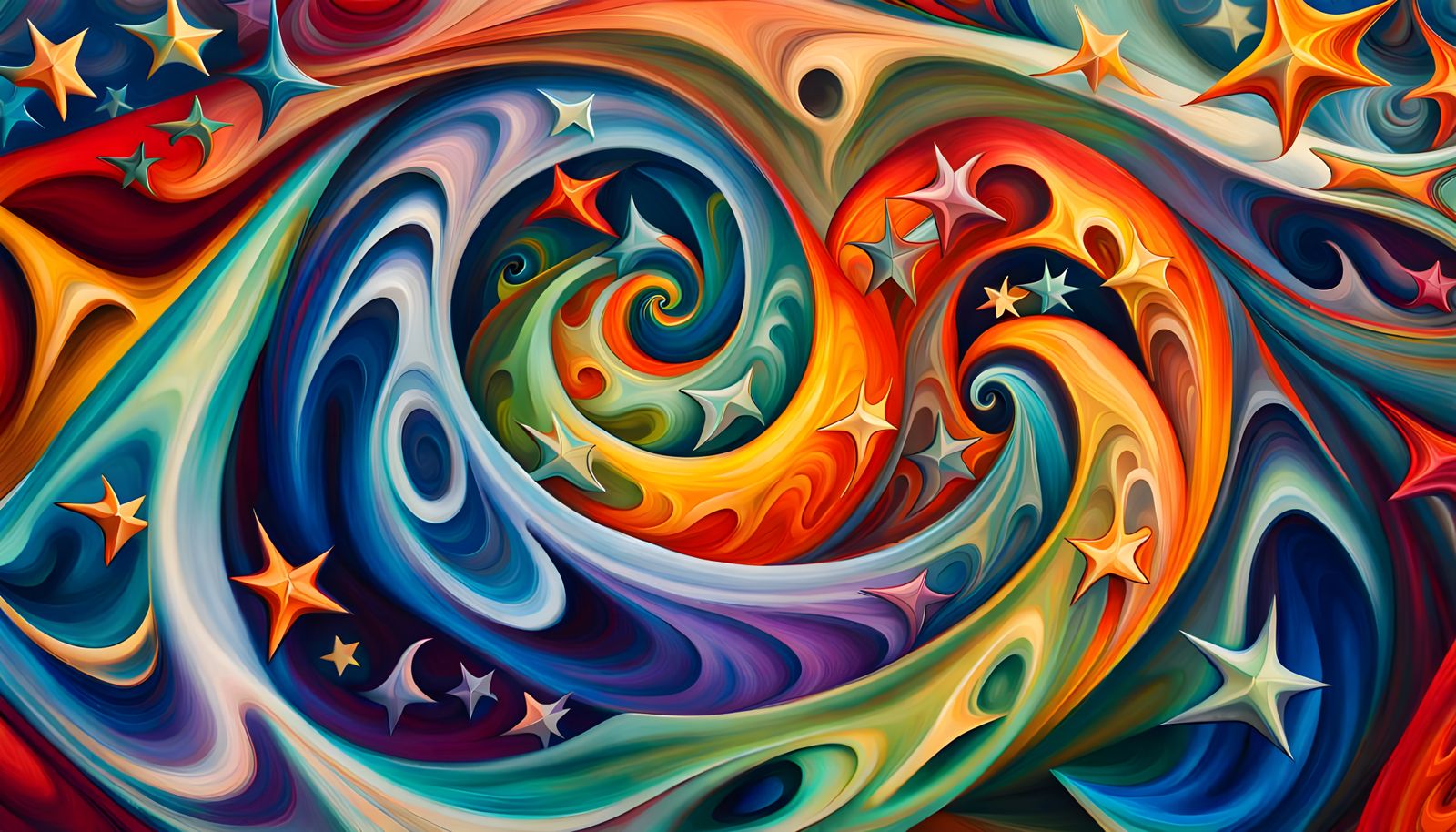 Helical Stellar Vortex in Impasto Oil Style