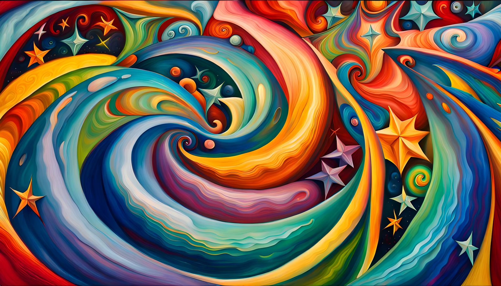 Swirling Star Vortex as Impasto Oil Painting