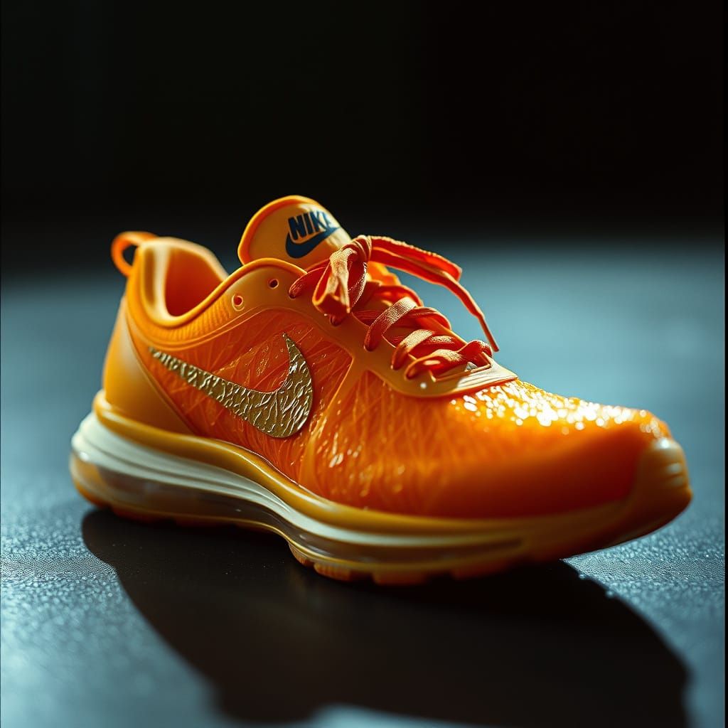 Orange Peel Nike Sneakers: A Cinematic Still Life