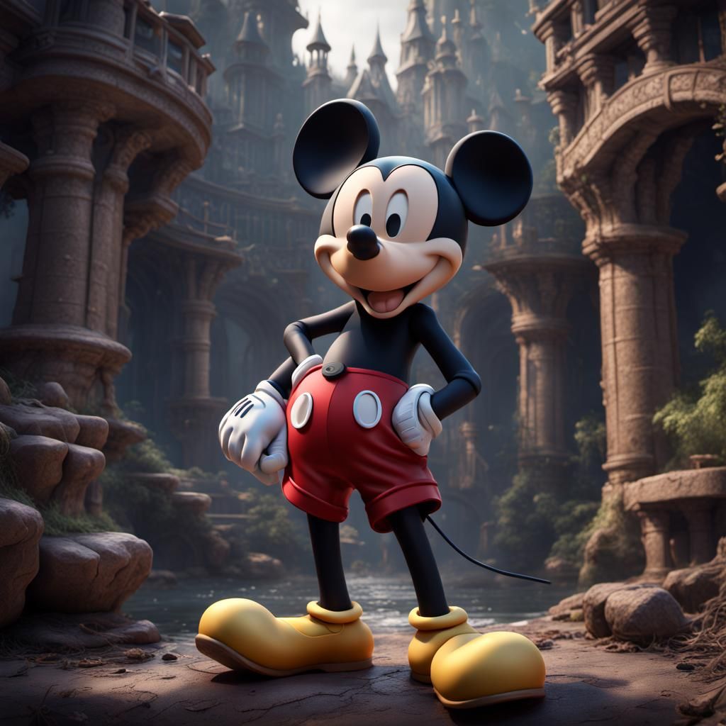 Mickey Mouse in Detailed Matte Painting