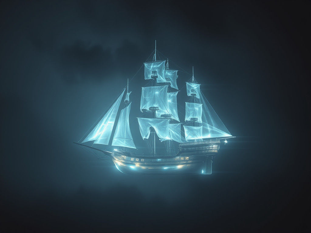 Ethereal Ghost Ship Floating in Haunted Hawaiian Sky