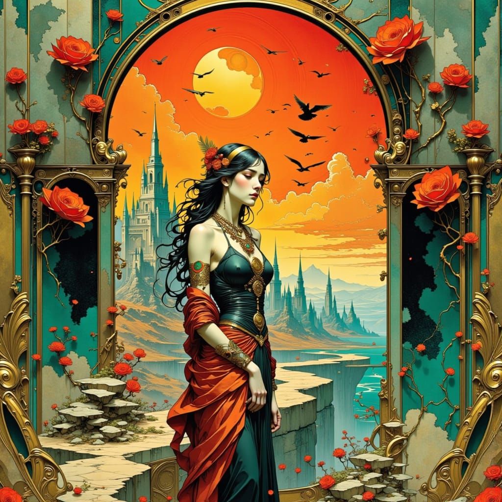 Cyber Gipsy Tarot Card Poster in Vibrant Colors