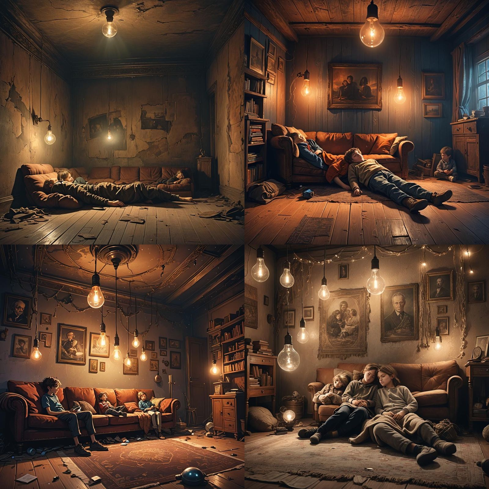 Dimly Lit Room Shows Family's Struggle in Matte Painting