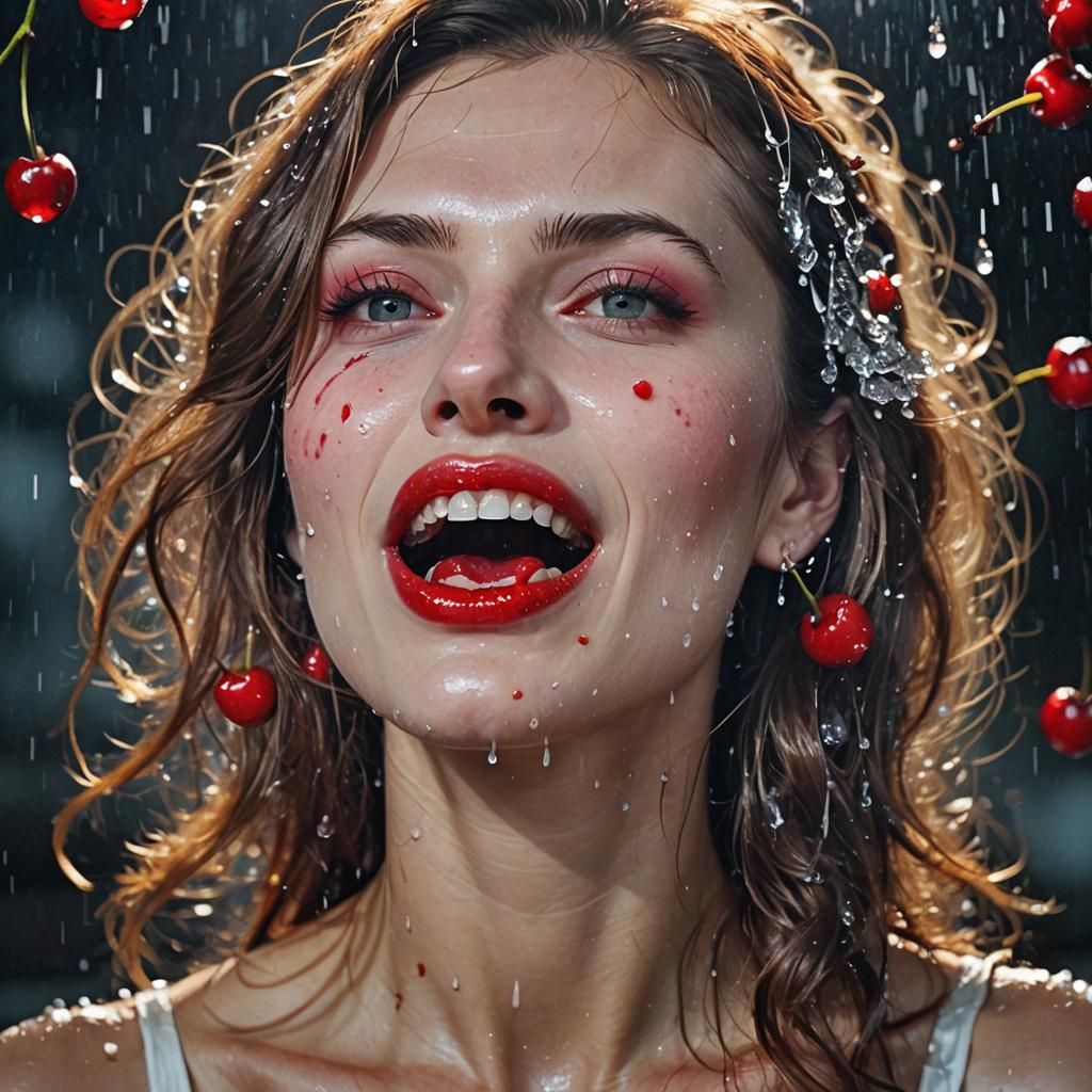 Cherry Mouth in Warm 1960s Film Style