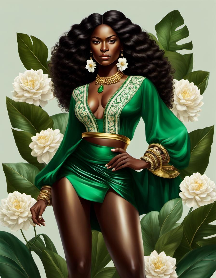 Colombian Woman with Flowers, Hyperrealistic Image